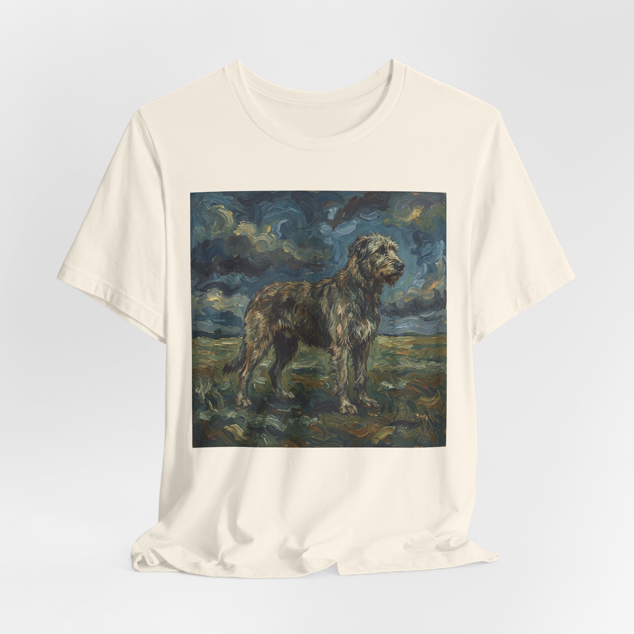 Van Gogh Style Irish Wolfhound T-Shirt — Stormy Moorland Art Print