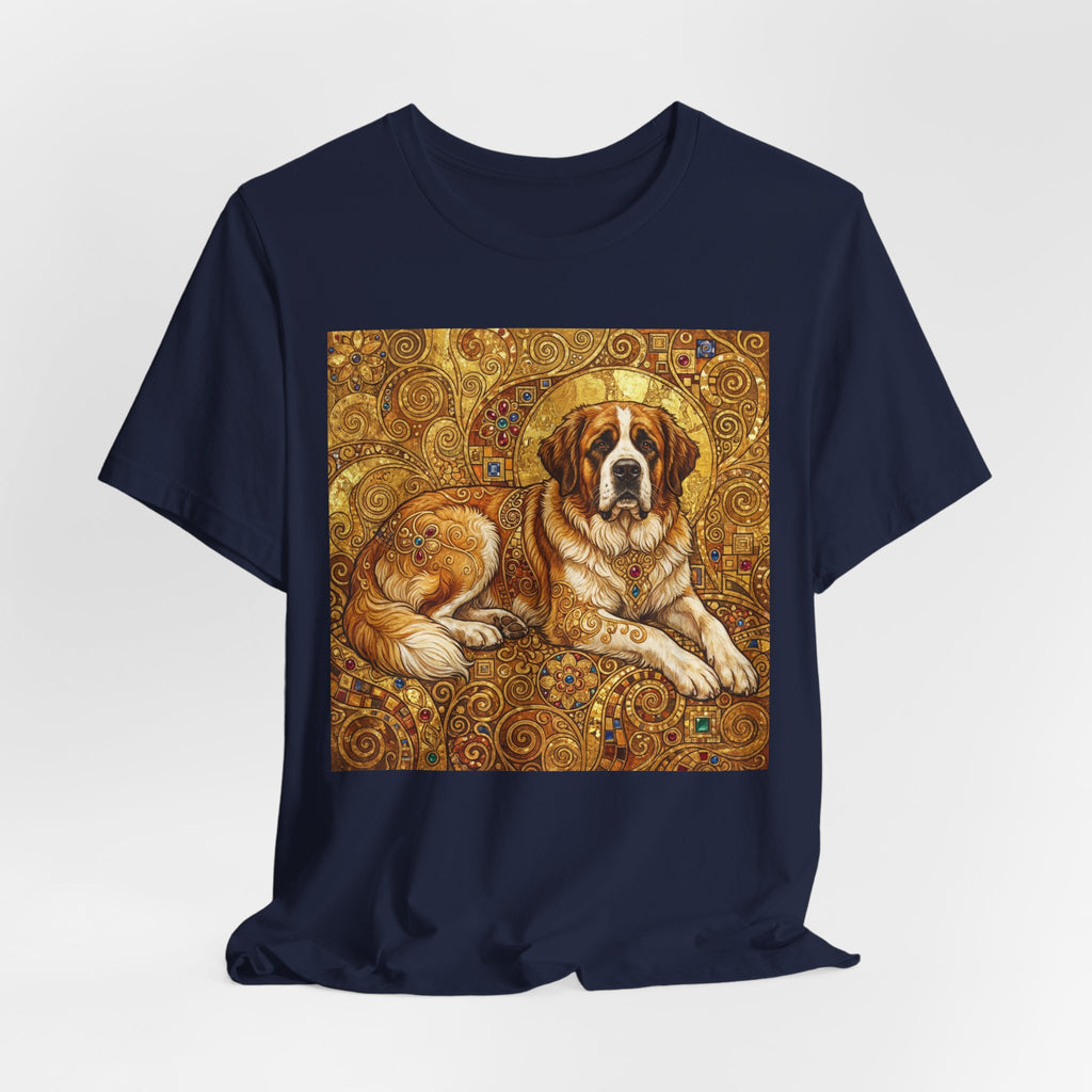 Klimt Style Saint Bernard T-Shirt — Gold Mosaic Art Print