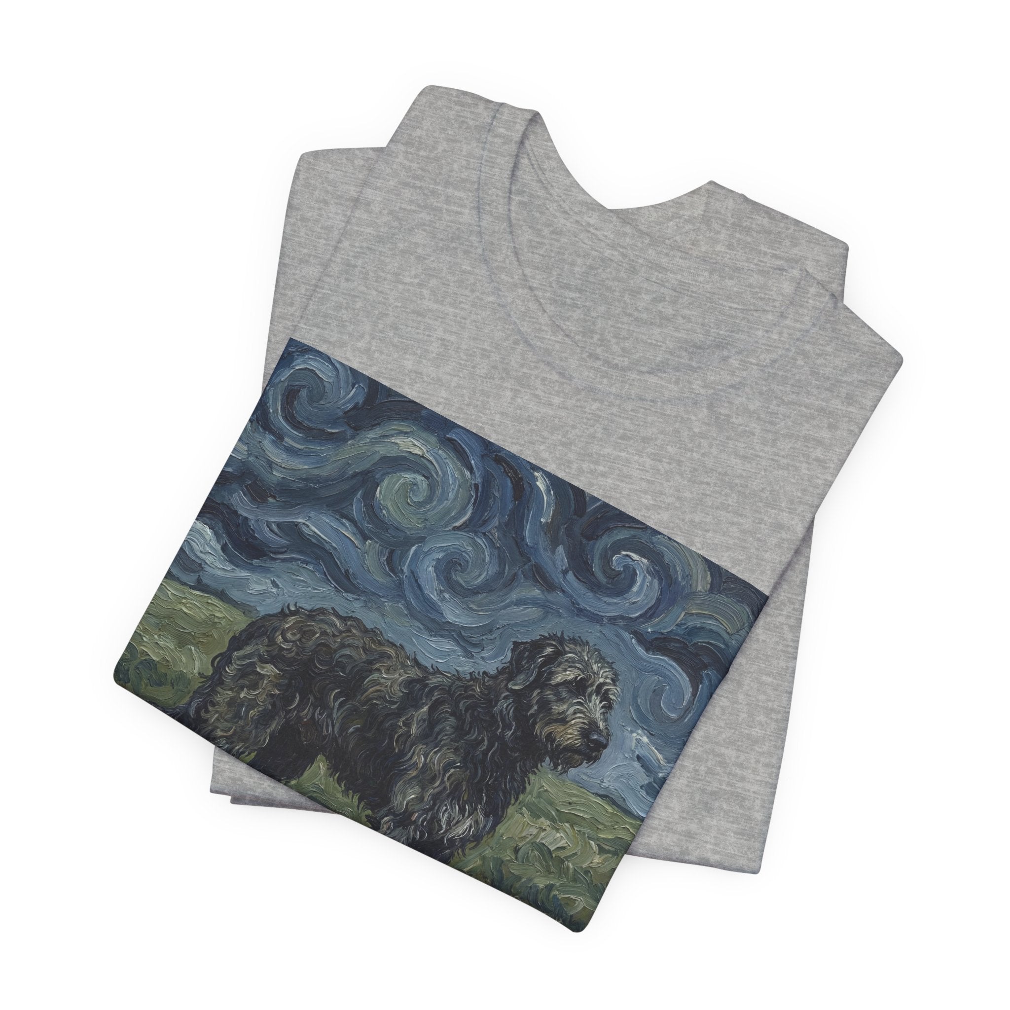 Van Gogh Style Irish Wolfhound T-Shirt — Swirling Storm Field Art Print