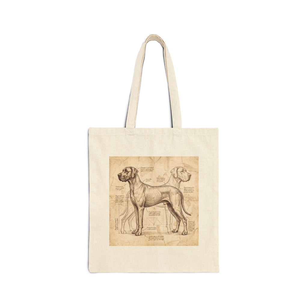 Anatomical Blueprint Great Dane Tote Bag – Da Vinci Sketch Art Print – side view