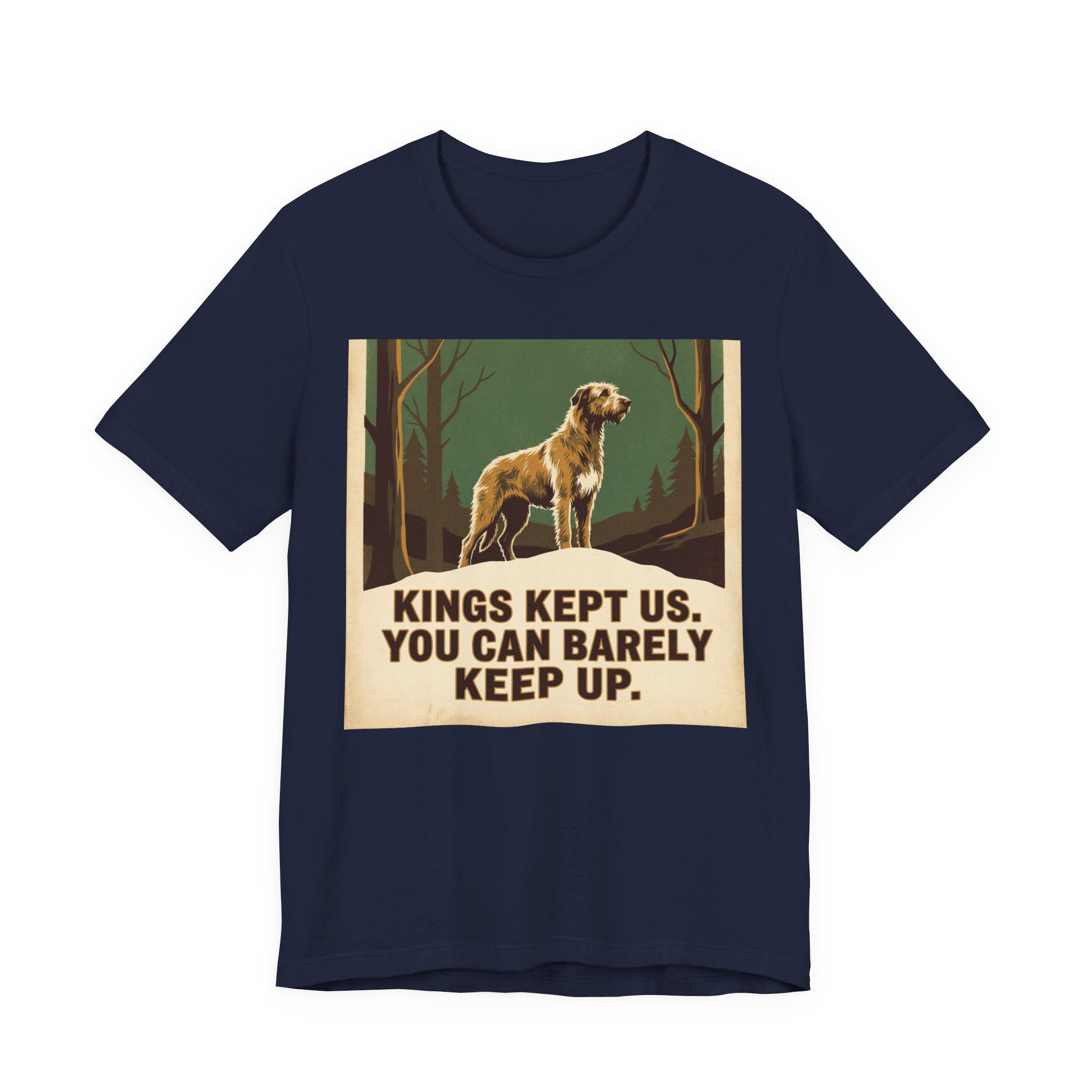 Irish Wolfhound Vintage Retro Art T-Shirt | Forest Green Poster Style