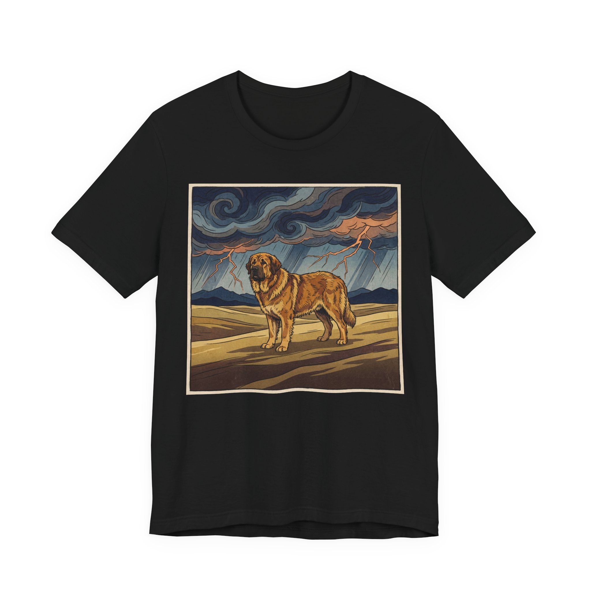 Woodblock Print Mastiff T-Shirt — Storm Lightning Drama Art Print