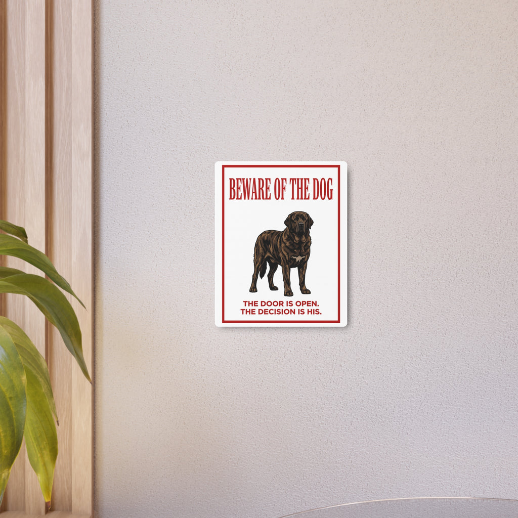 Beware of Mastiff Metal Sign – Full Body Standing Aluminum Wall Sign – alternate view