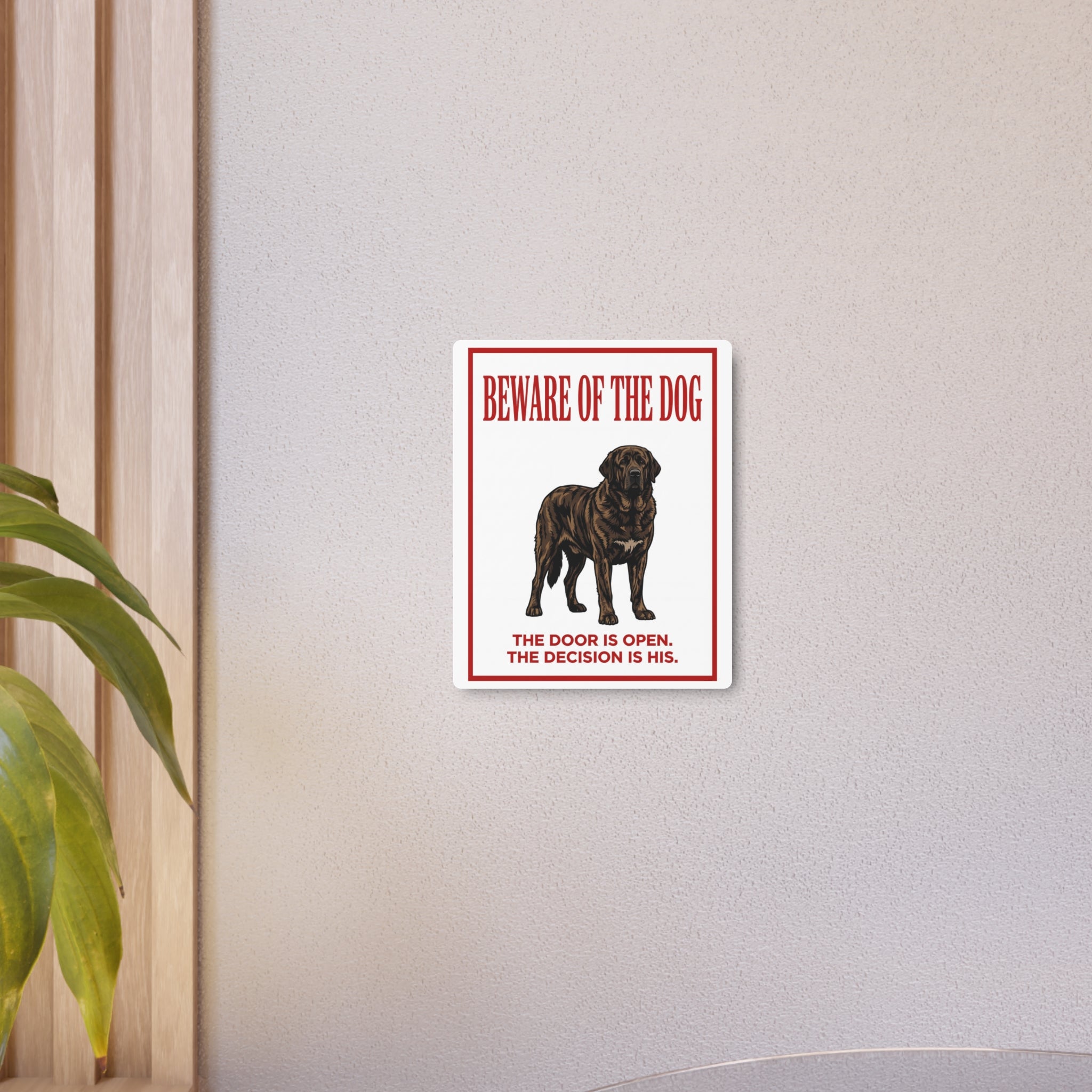 Beware of Mastiff Metal Sign – Full Body Standing Aluminum Wall Sign – alternate view