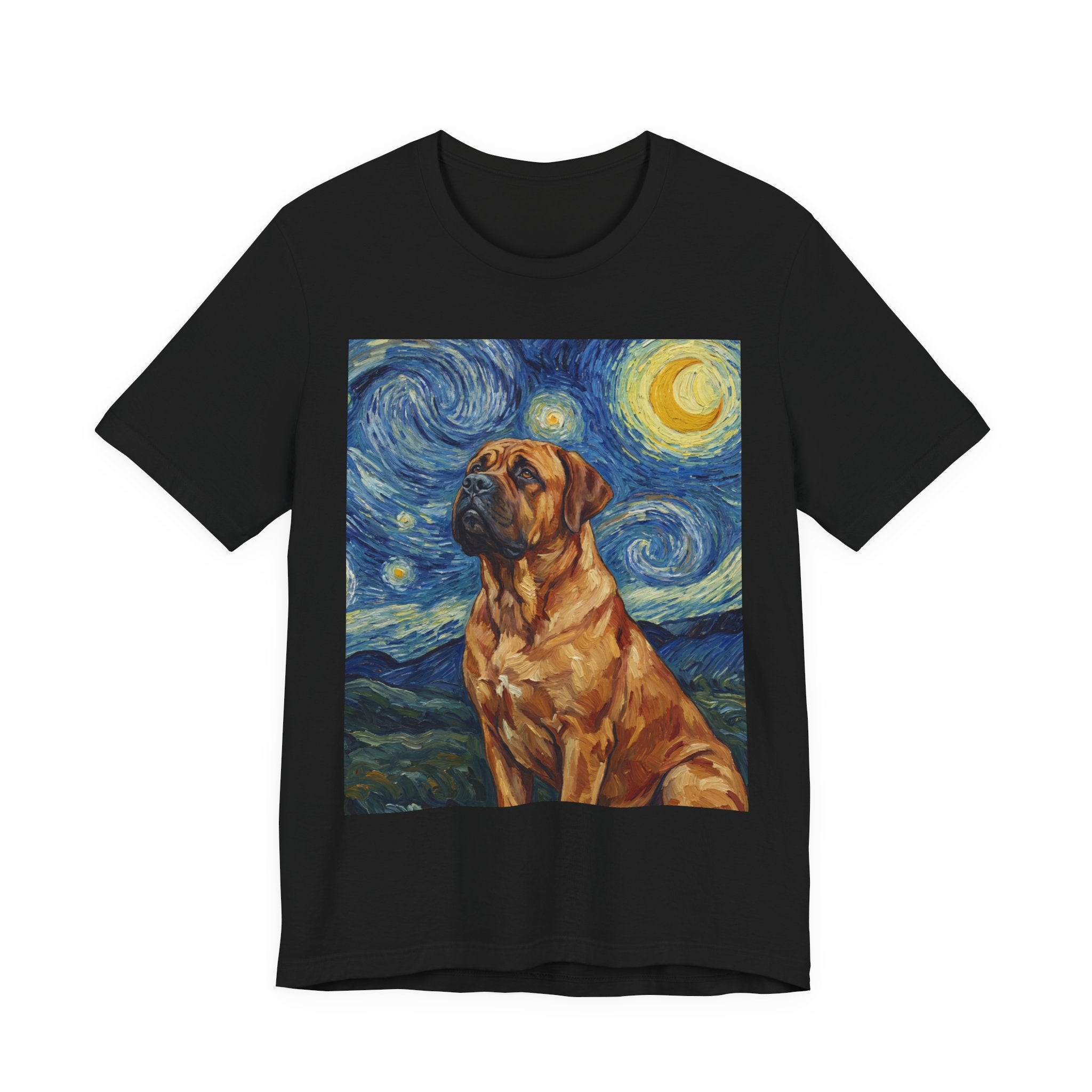 Van Gogh Style Mastiff T-Shirt — Starry Night Swirl Art Print