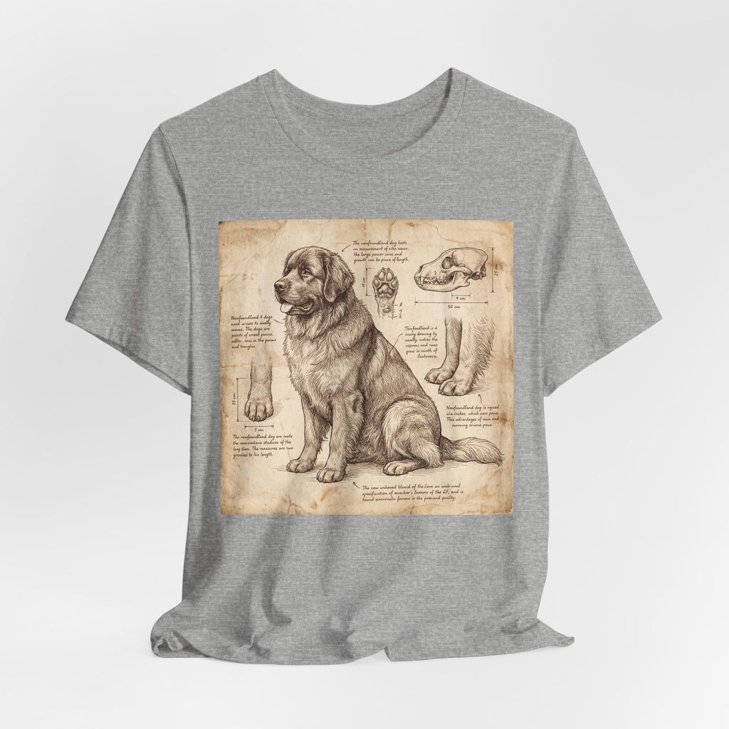 Da Vinci Style Newfoundland T-Shirt — Anatomical Parchment Art Print