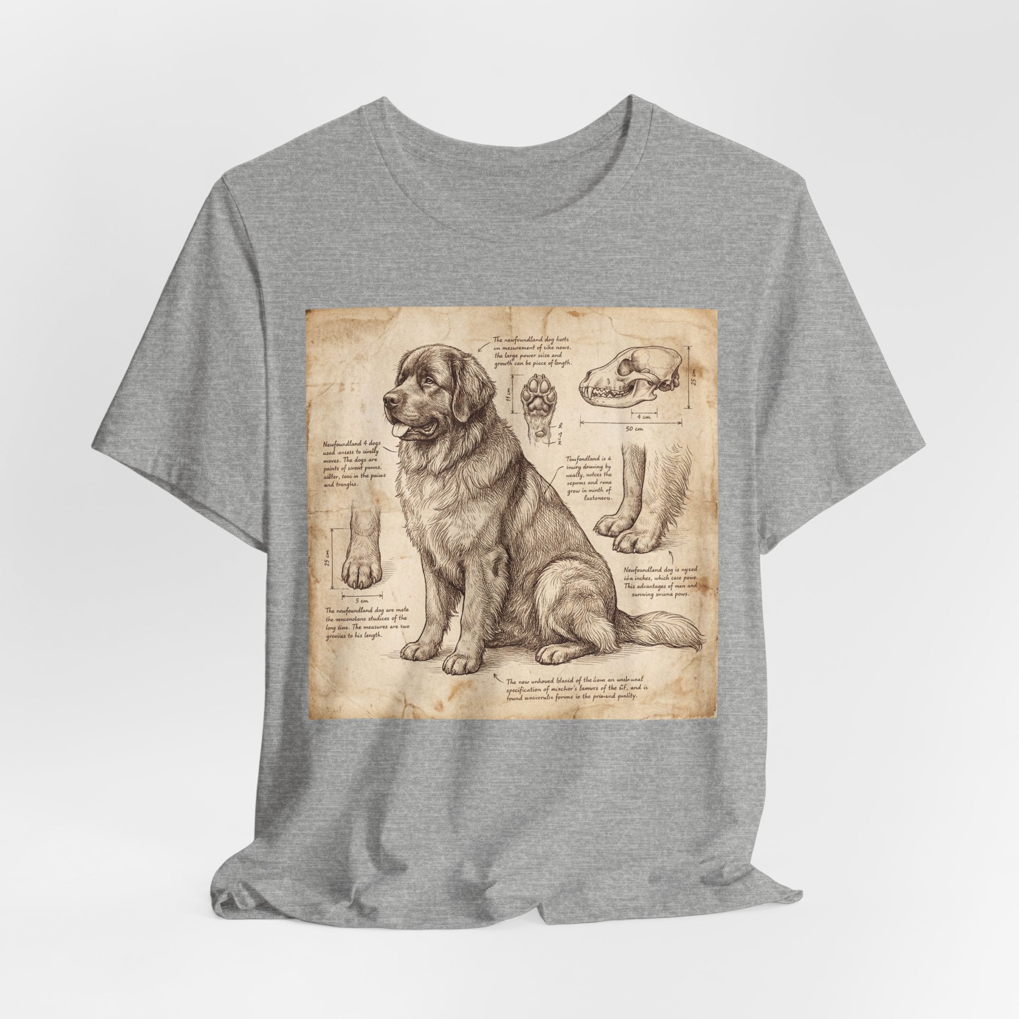 Da Vinci Style Newfoundland T-Shirt — Anatomical Parchment Art Print