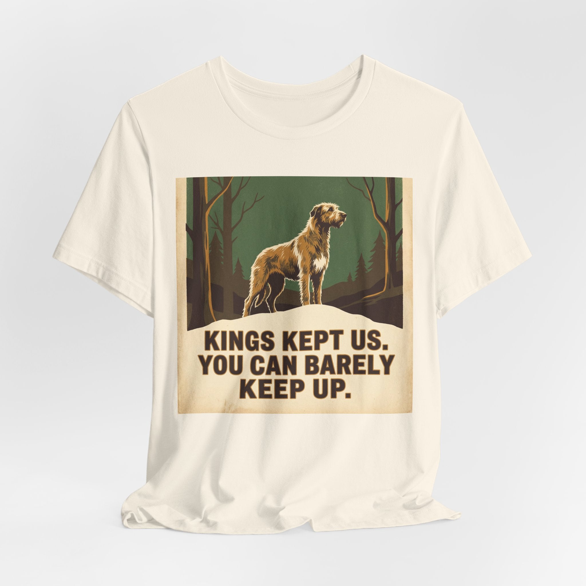 Camiseta Lebrel Irlandés Vintage Retro — Estilo Póster Verde Bosque