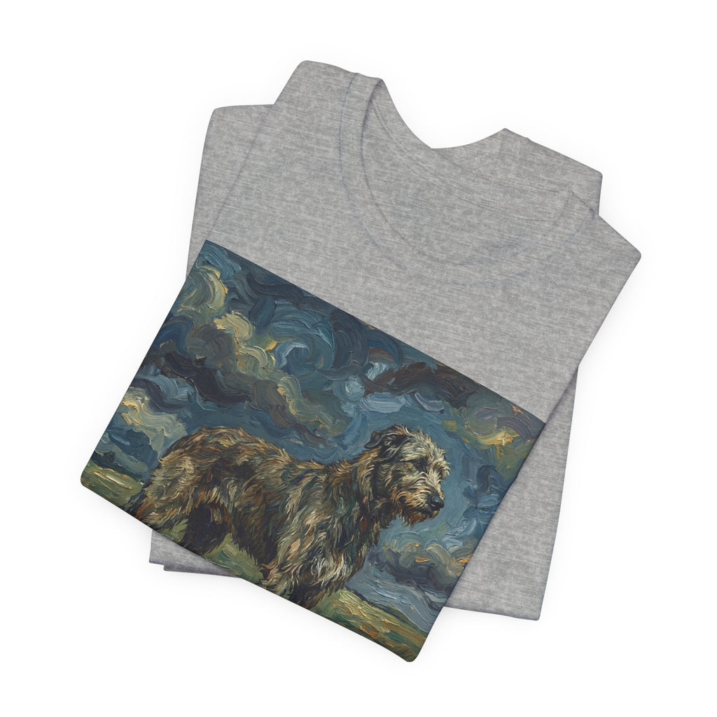 Van Gogh Style Irish Wolfhound T-Shirt — Stormy Moorland Art Print