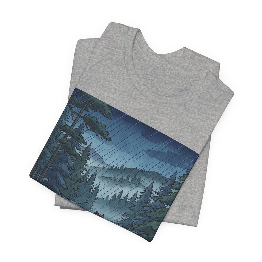 Woodblock Print Cane Corso T-Shirt — Rainy Forest Path Art Print