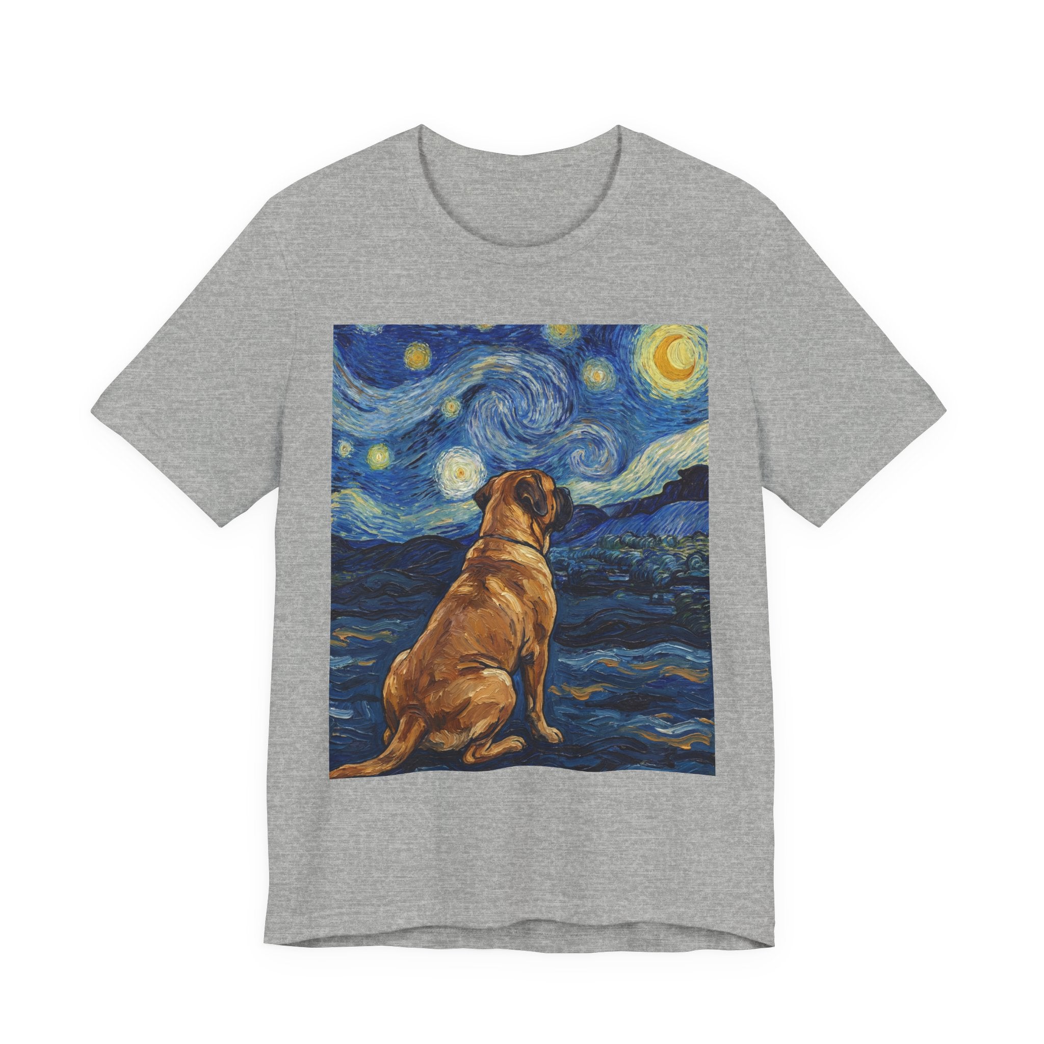 Van Gogh Style Mastiff T-Shirt — Starry Night Gaze Art Print