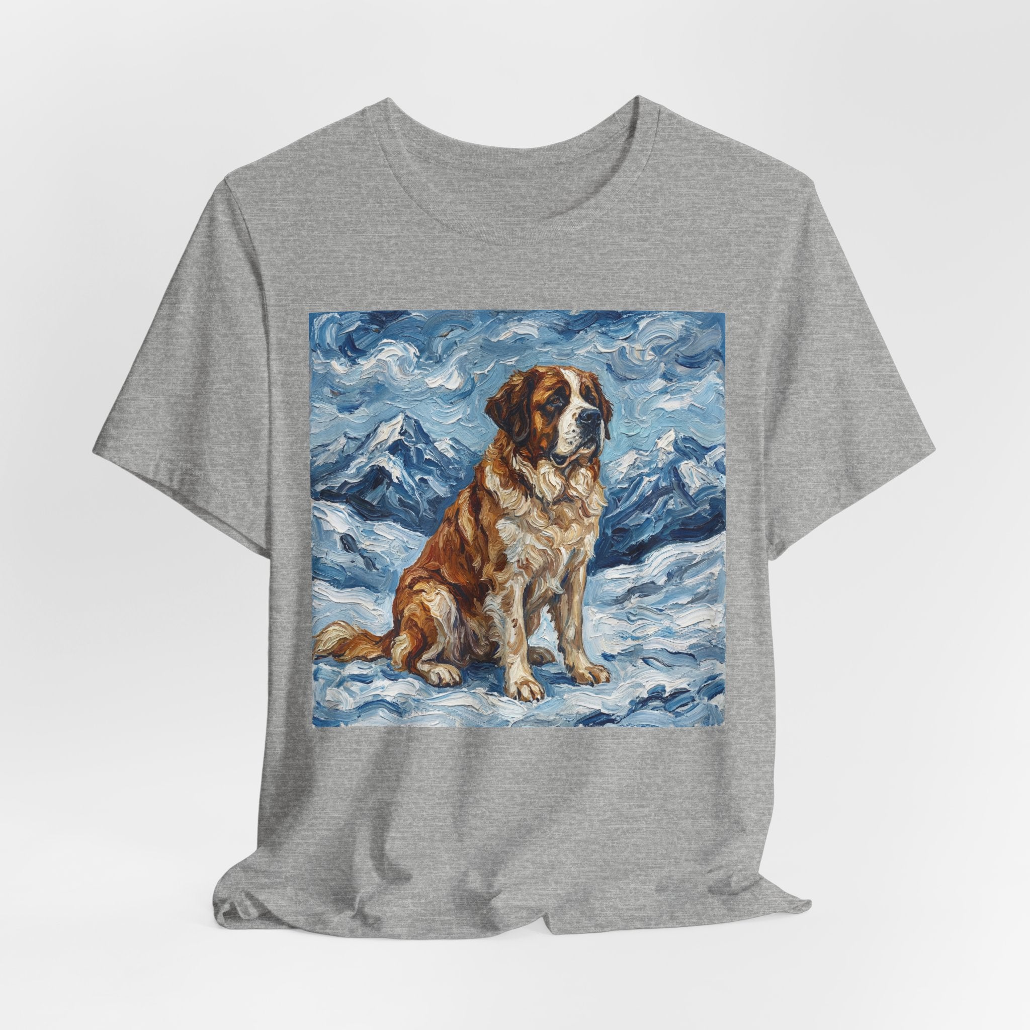 Van Gogh Style Saint Bernard T-Shirt — Alpine Snow Art Print