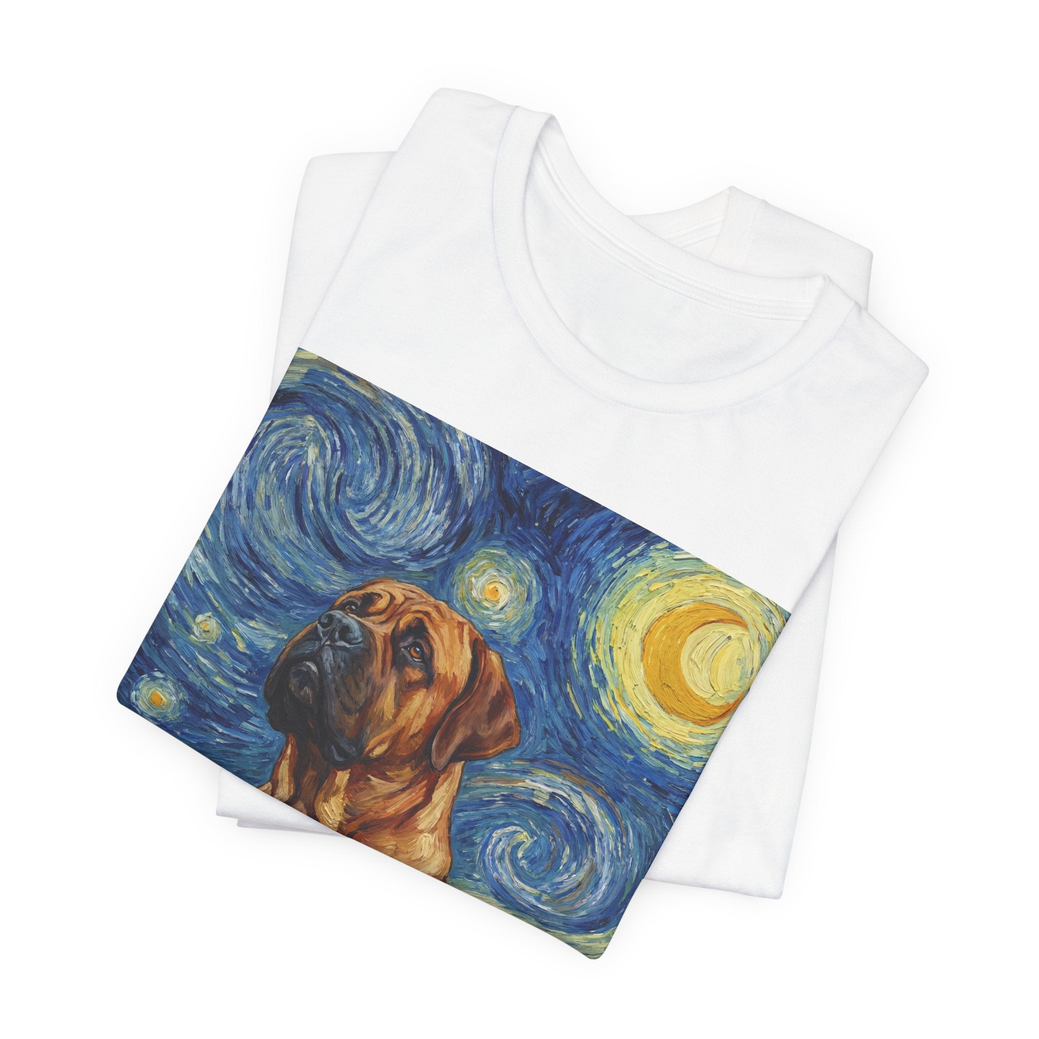 Van Gogh Style Mastiff T-Shirt — Starry Night Swirl Art Print