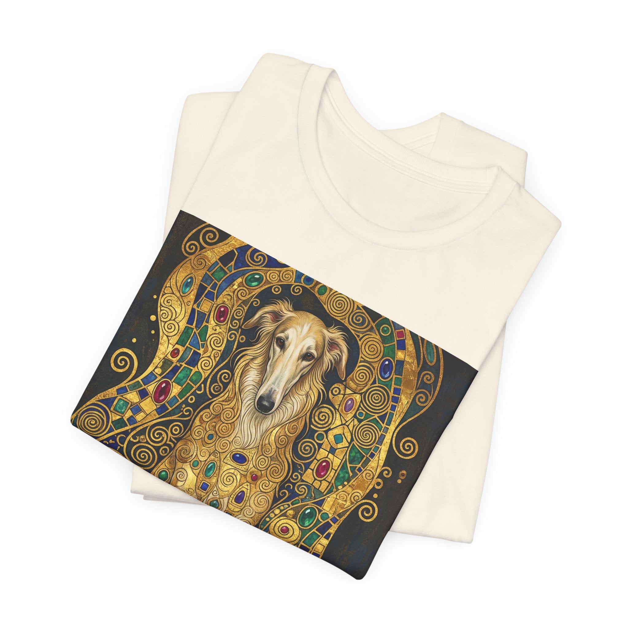 Klimt Style Irish Wolfhound T-Shirt — Gold Mosaic Art Print