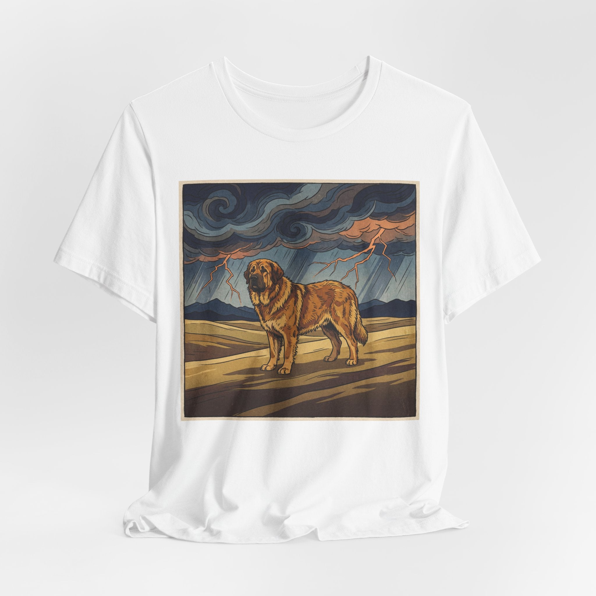 Woodblock Print Mastiff T-Shirt — Storm Lightning Drama Art Print