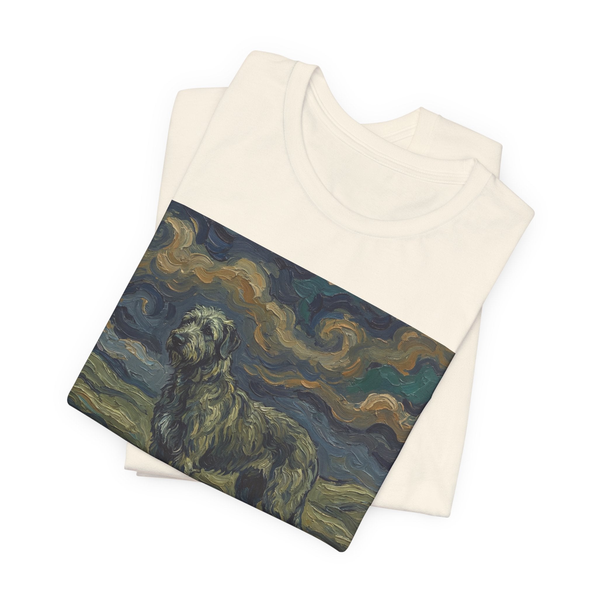 Van Gogh Style Irish Wolfhound T-Shirt — Swirling Storm Sky Art Print