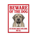 Beware of Mastiff Sign – Red Border Portrait Outdoor Vinyl Decal – side view