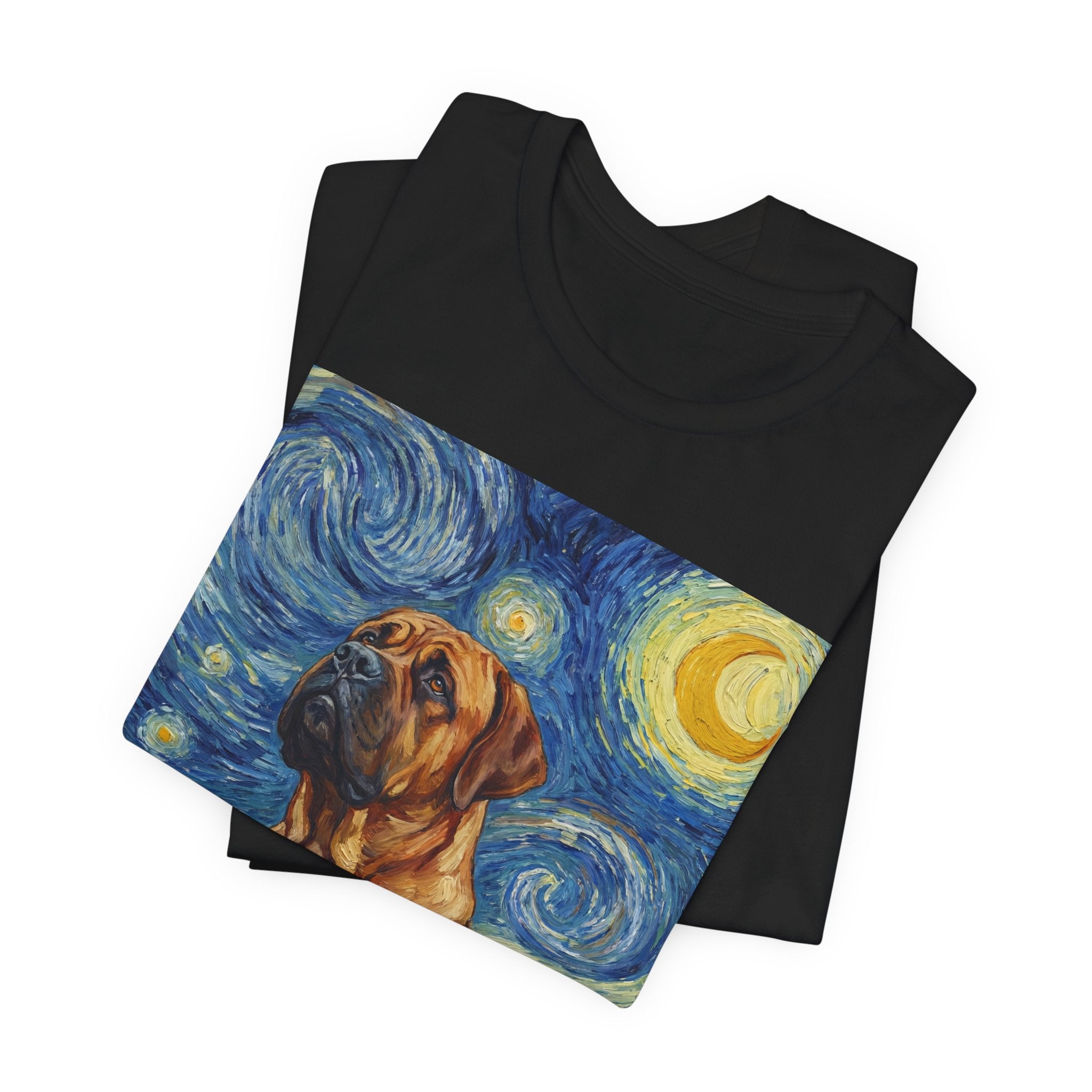 Van Gogh Style Mastiff T-Shirt — Starry Night Swirl Art Print