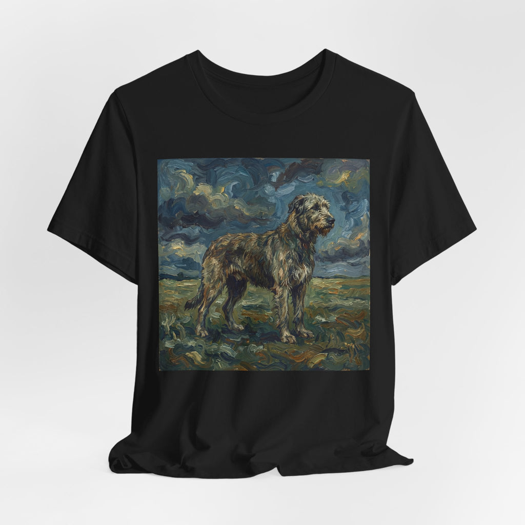 Van Gogh Style Irish Wolfhound T-Shirt — Stormy Moorland Art Print