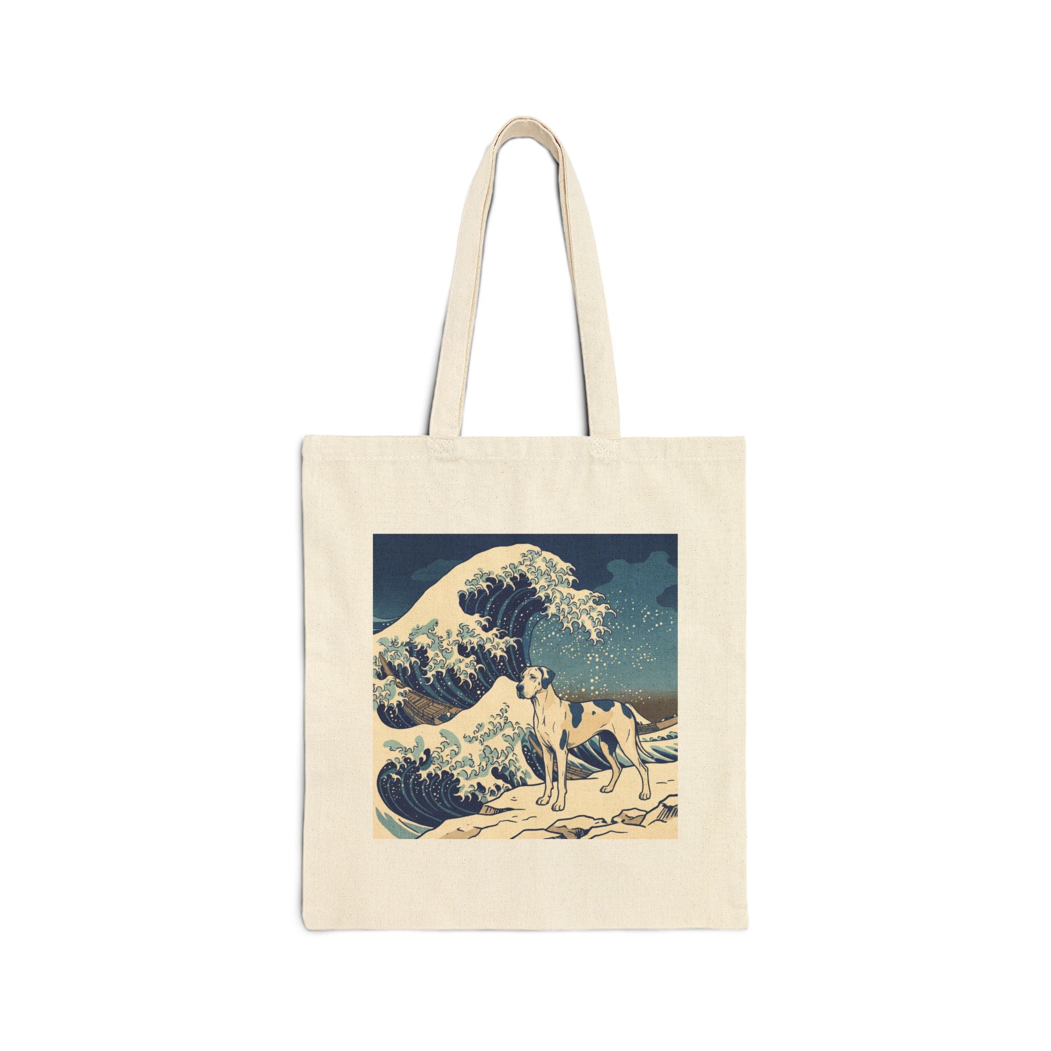 Hokusai Great Dane Tote Bag – The Great Wave Art Print – side view