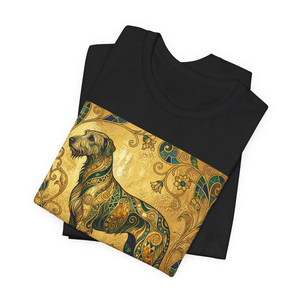 Klimt Style Irish Wolfhound T-Shirt — Gold Mosaic Ornamental Art Print