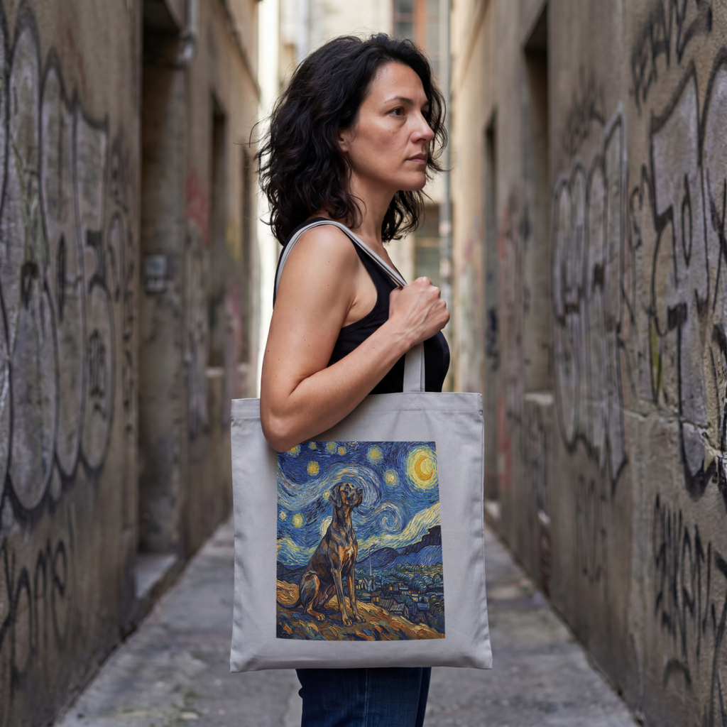 Van Gogh Cane Corso Tote Bag – Starry Night Swirl Art Print