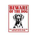 Beware of Great Dane Sign – Bold Red Portrait Outdoor Vinyl Decal – side view