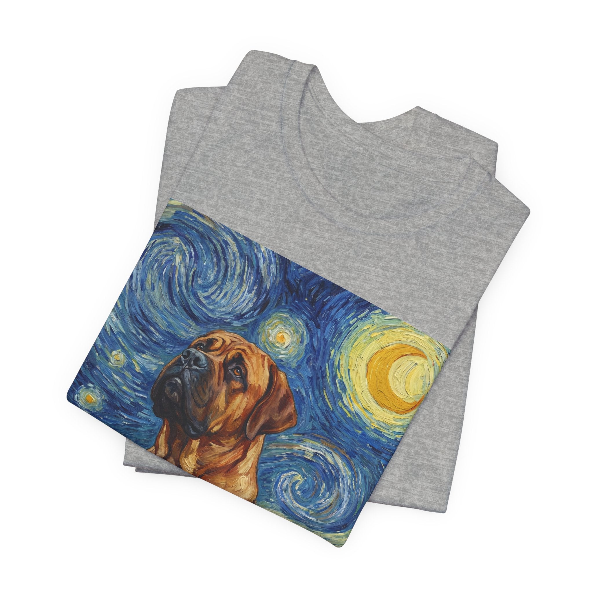 Van Gogh Style Mastiff T-Shirt — Starry Night Swirl Art Print