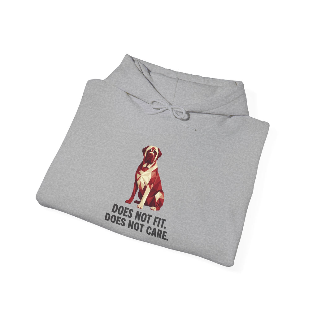 Mastiff Low Poly Hoodie — Crimson & Cream Geometric Art Print