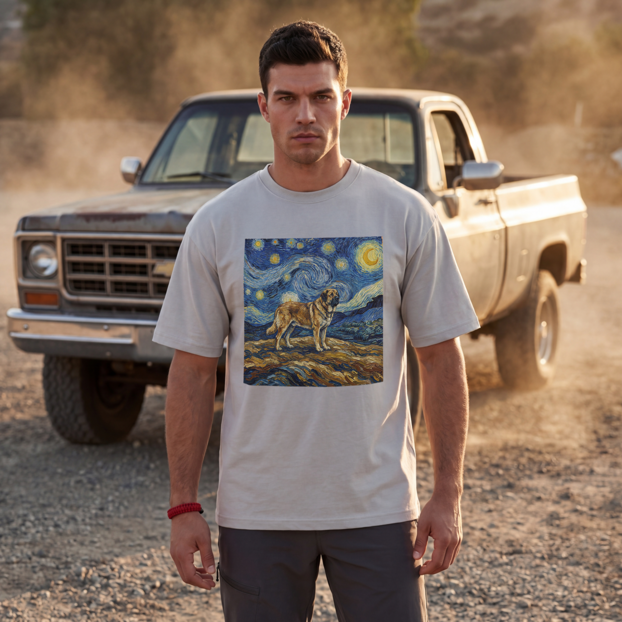Van Gogh Style Spanish Mastiff T-Shirt — Starry Night Art Print