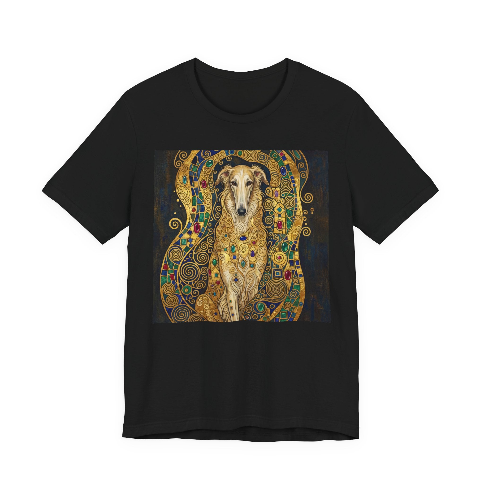 Klimt Style Irish Wolfhound T-Shirt — Gold Mosaic Art Print
