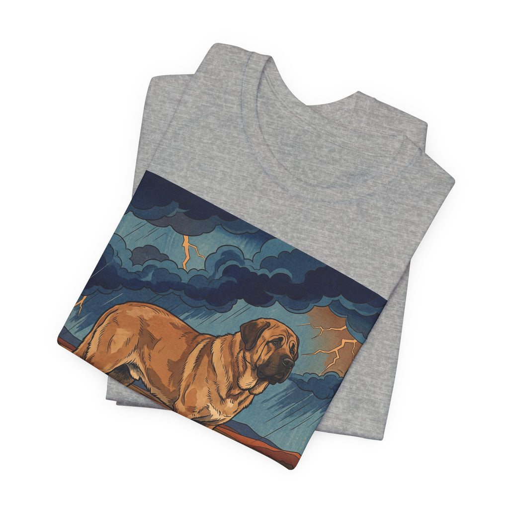Woodblock Print Spanish Mastiff T-Shirt — Desert Storm Lightning Art Print