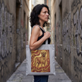 Klimt Style Mastiff Tote Bag – Gold Spiral & Crimson Art Print