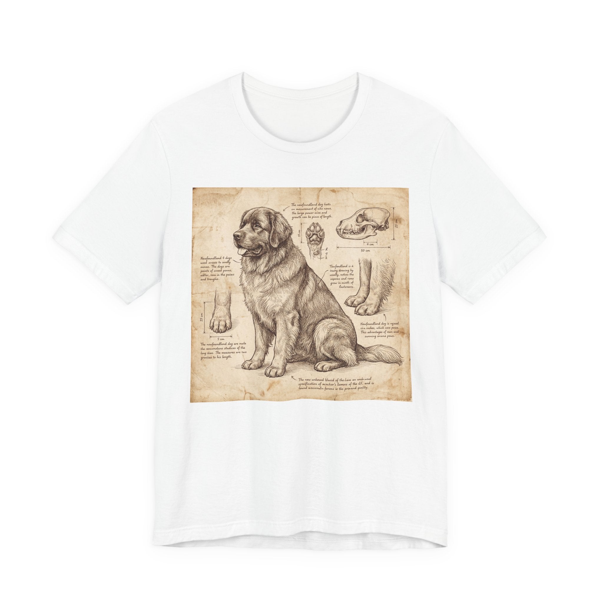 Da Vinci Style Newfoundland T-Shirt — Anatomical Parchment Art Print