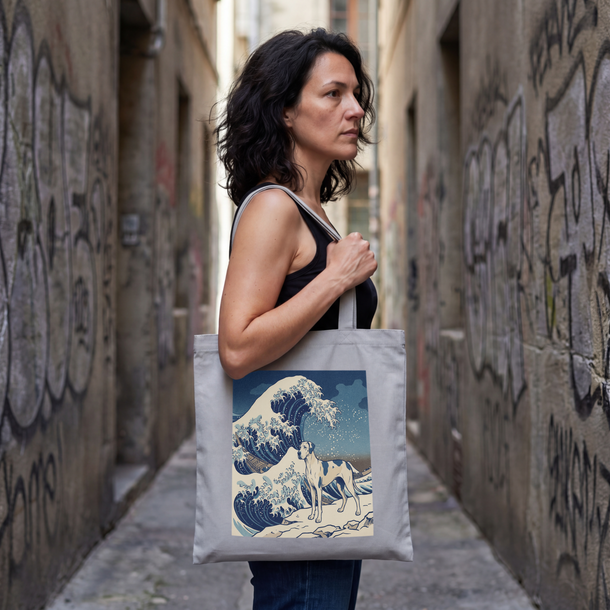 Hokusai Great Dane Tote Bag – The Great Wave Art Print