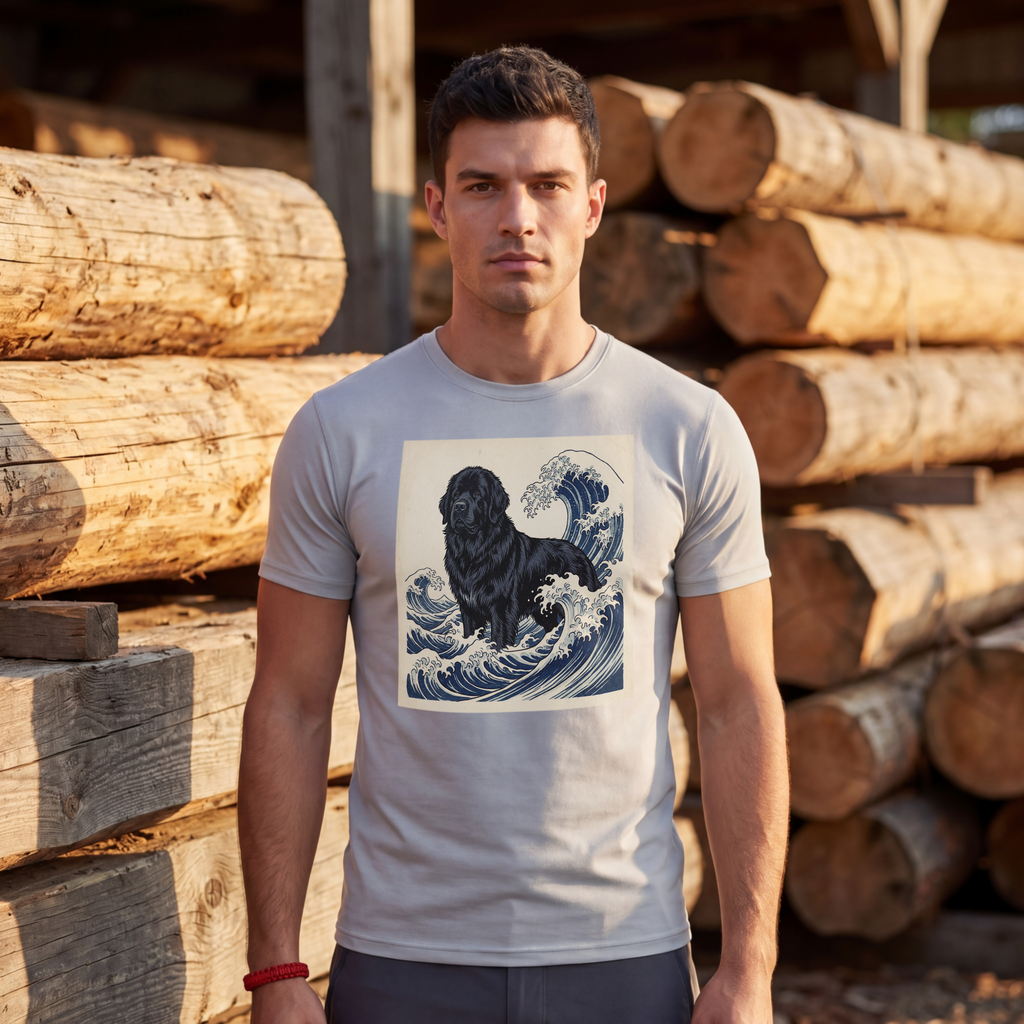 Hokusai Style Newfoundland T-Shirt — Crashing Wave Art Print