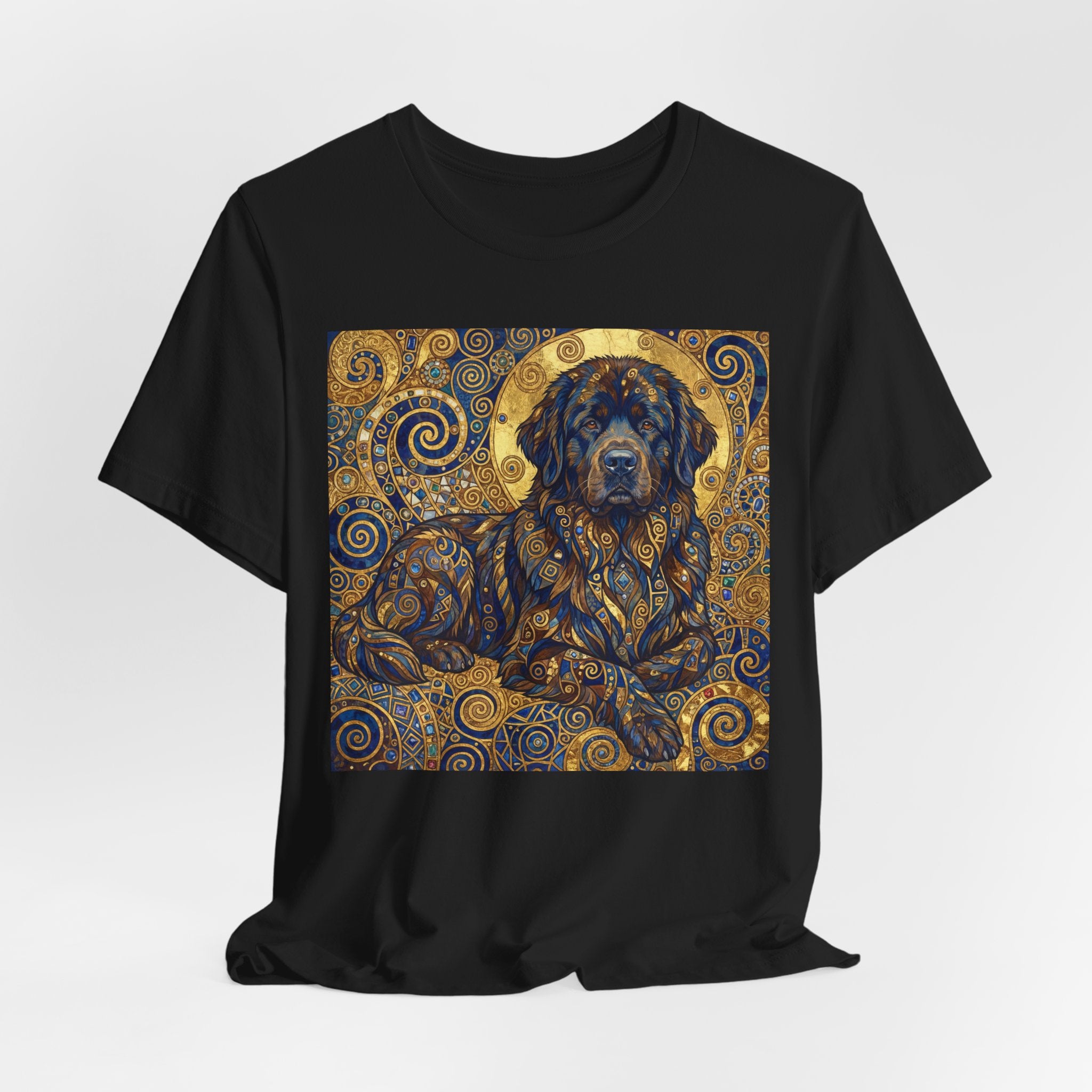 Klimt Style Newfoundland T-Shirt — Gold Spiral Art Print