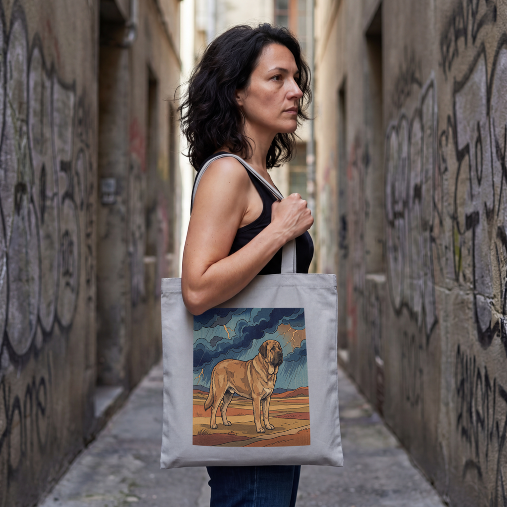 Hokusai Style Spanish Mastiff Tote Bag – Storm Lightning Art Print