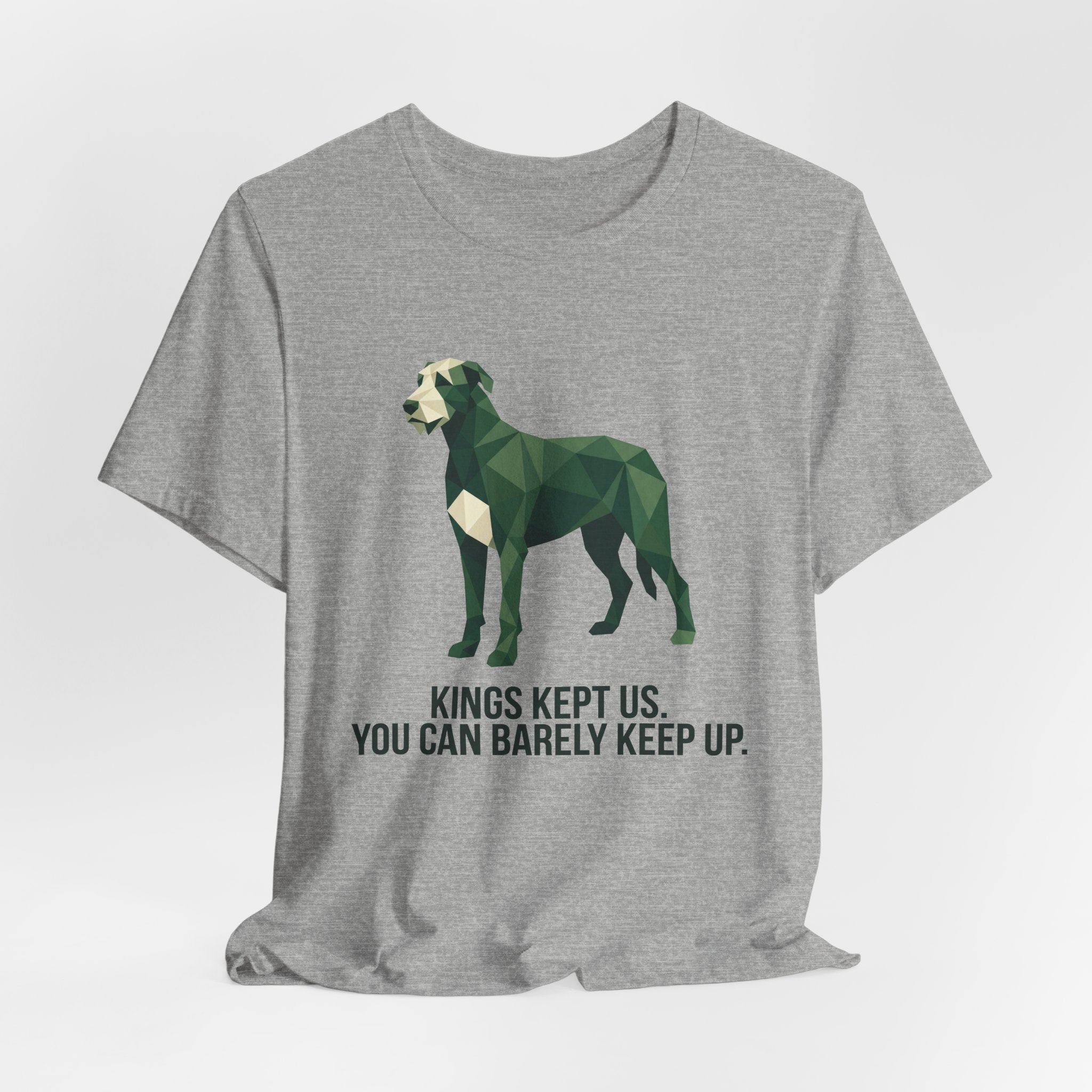 Irish Wolfhound Low Poly T-Shirt — Deep Forest Green Geometric Art Print