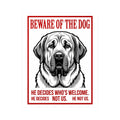Beware of Spanish Mastiff Sign – Bold Red Warning Outdoor Vinyl Decal – side view
