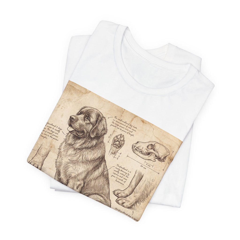 Da Vinci Style Newfoundland T-Shirt — Anatomical Parchment Art Print