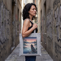 Hiroshige-Style Newfoundland Tote Bag – Dusk Lake Mist Art Print