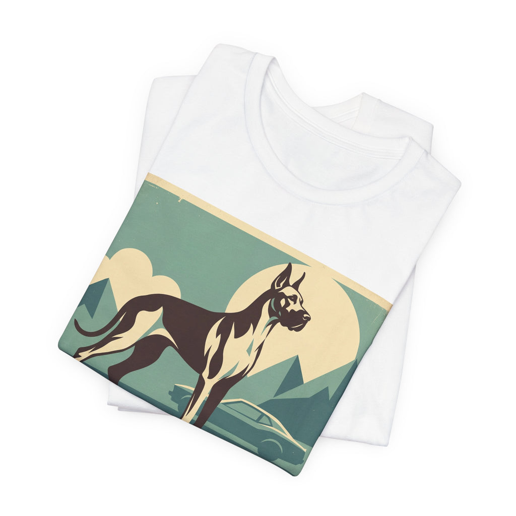 Great Dane Vintage Retro Art T-Shirt | Teal Mountain Silhouette
