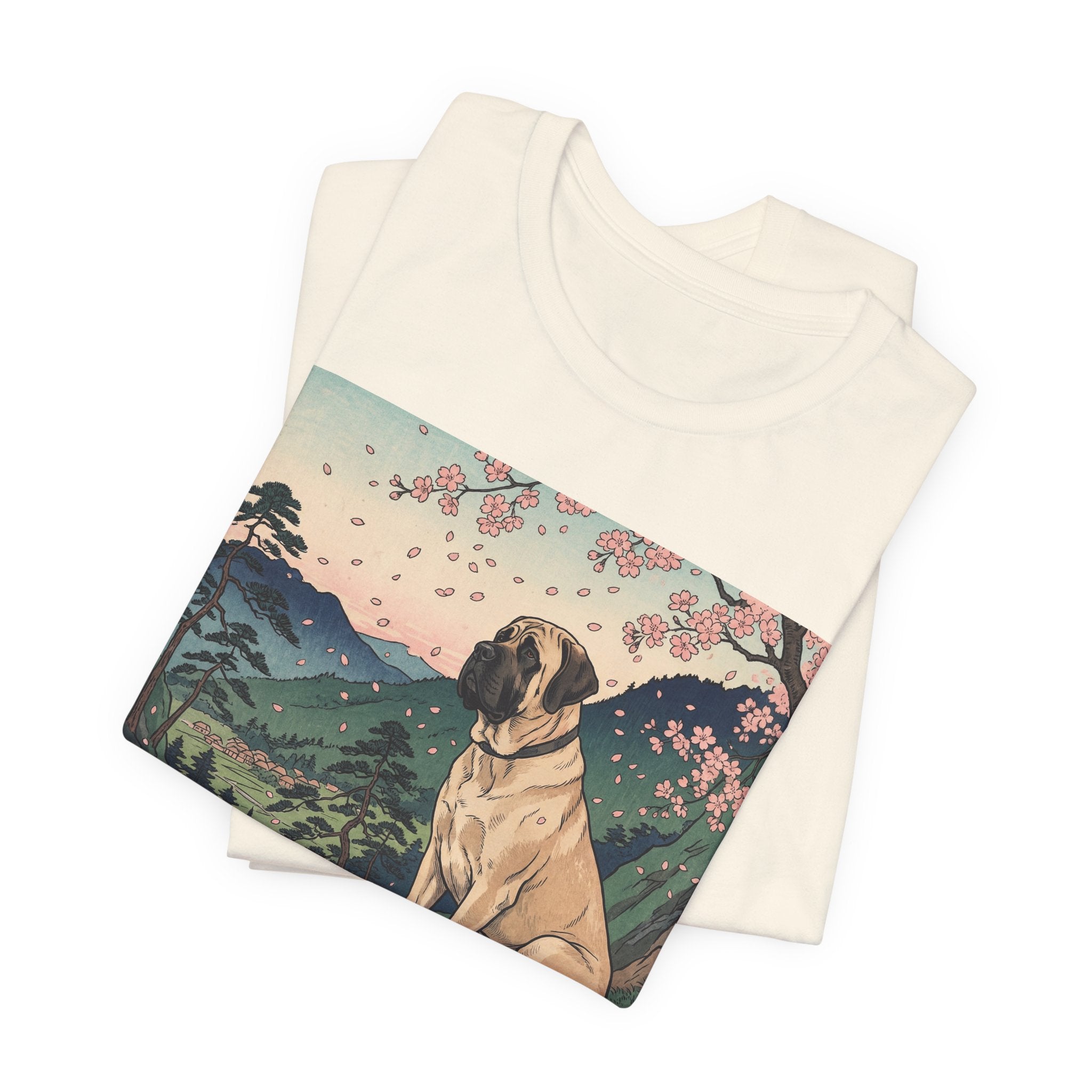 Ukiyo-e Mastiff T-Shirt — Cherry Blossom Overlook Art Print