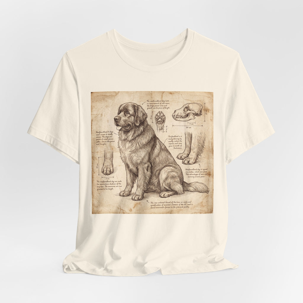 Da Vinci Style Newfoundland T-Shirt — Anatomical Parchment Art Print