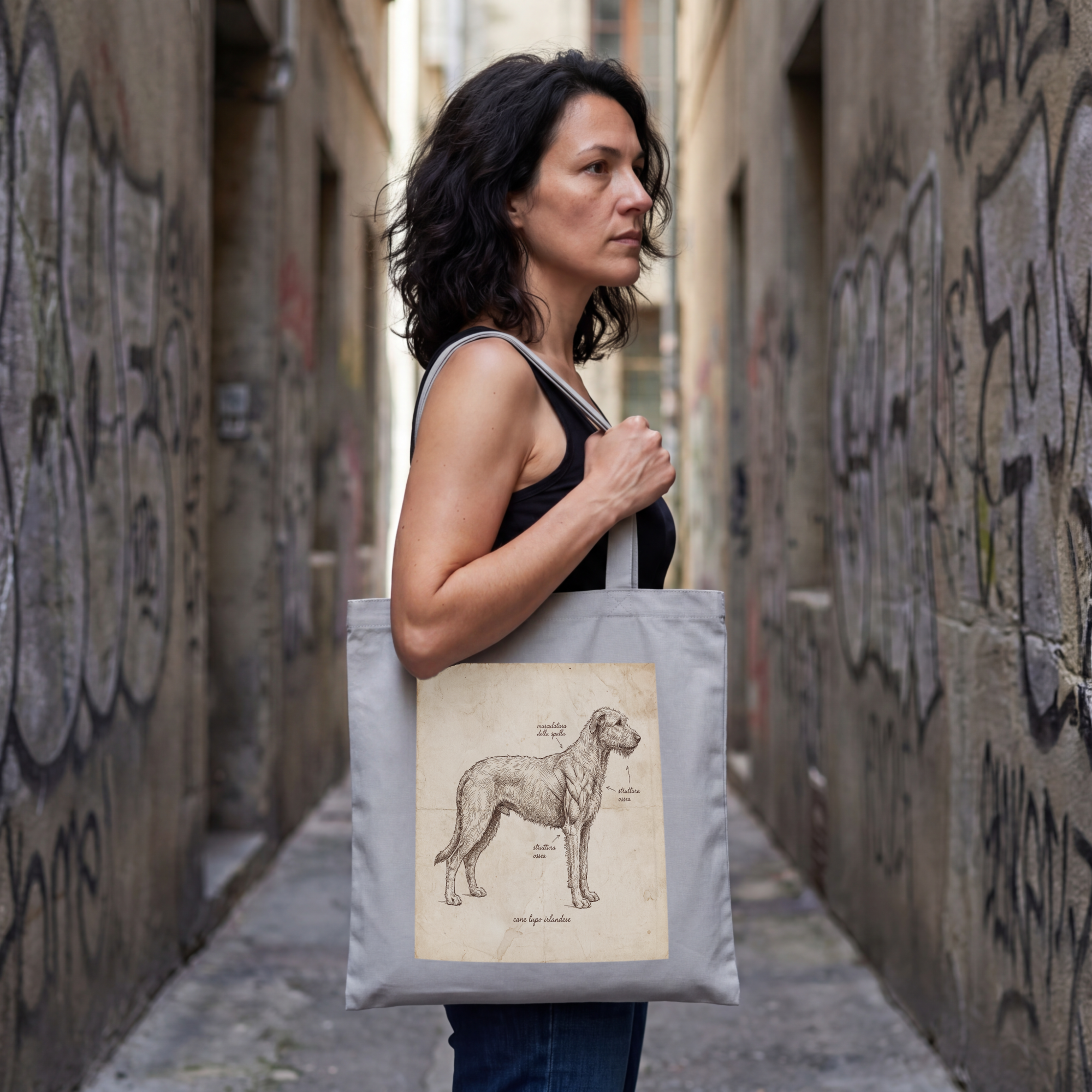Anatomical Irish Wolfhound Tote Bag – Italian Study Art Print