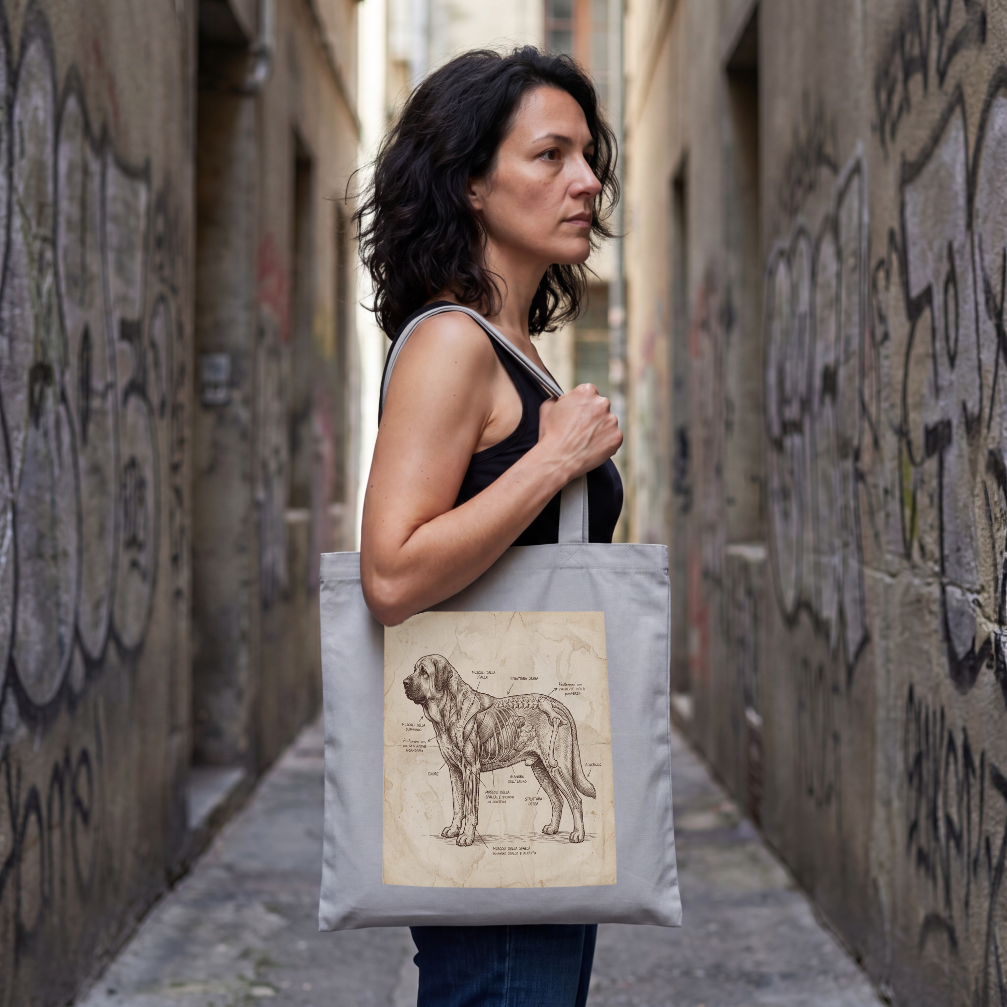 Anatomical Sketch Spanish Mastiff Tote Bag – Italian Label Art Print