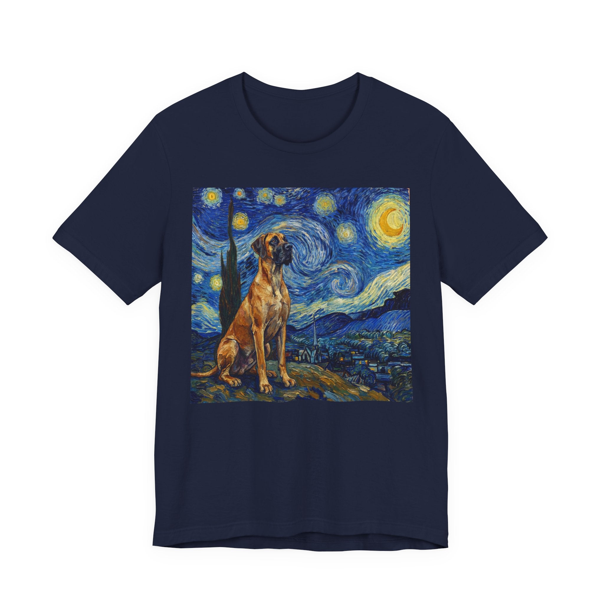 Van Gogh Style Great Dane T-Shirt — Starry Night Inspired Art Print
