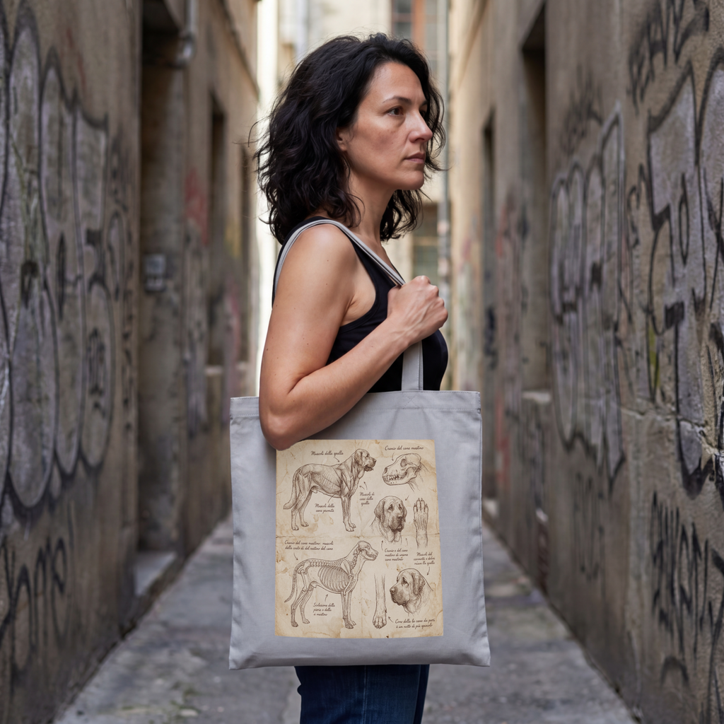Anatomical Mastiff Tote Bag – Italian Sketch Study Art Print