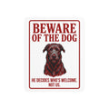 Beware of Irish Wolfhound Metal Sign – Red Portrait Aluminum Wall Sign